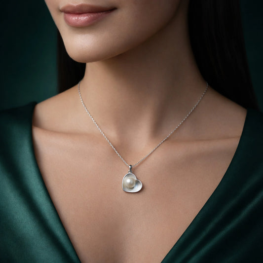 Pearl Heart Silver Pendant image 1