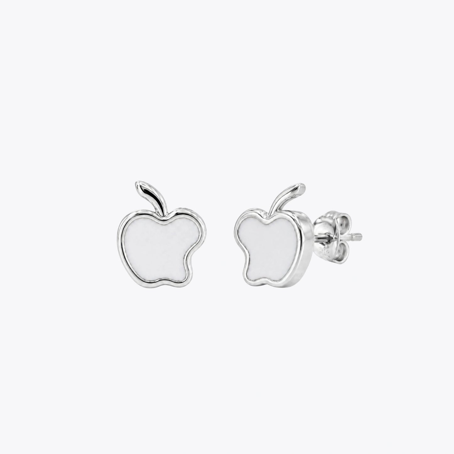 Apple Charm Silver Stud Earrings image 2