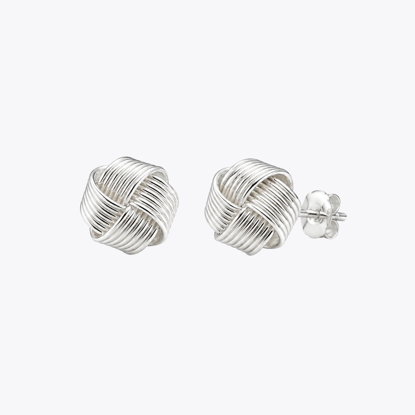 Silver Knot Stud Earrings image 2