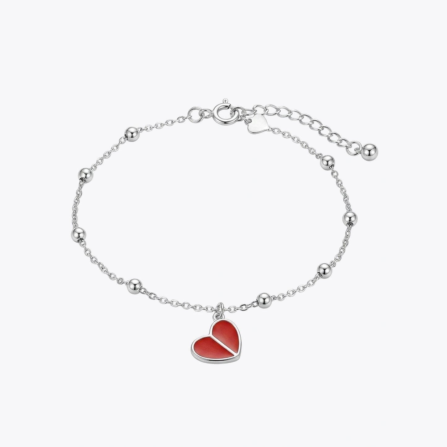 Red Heart Charm Silver Bracelet image 2