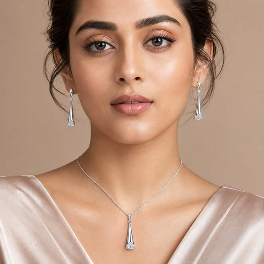 Lustrous Baguette Loop & Pearl Set image 1