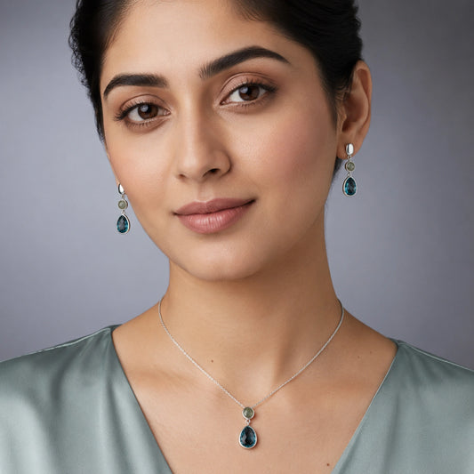 Sky Blue & Sunshine Drop Silver Set image 1