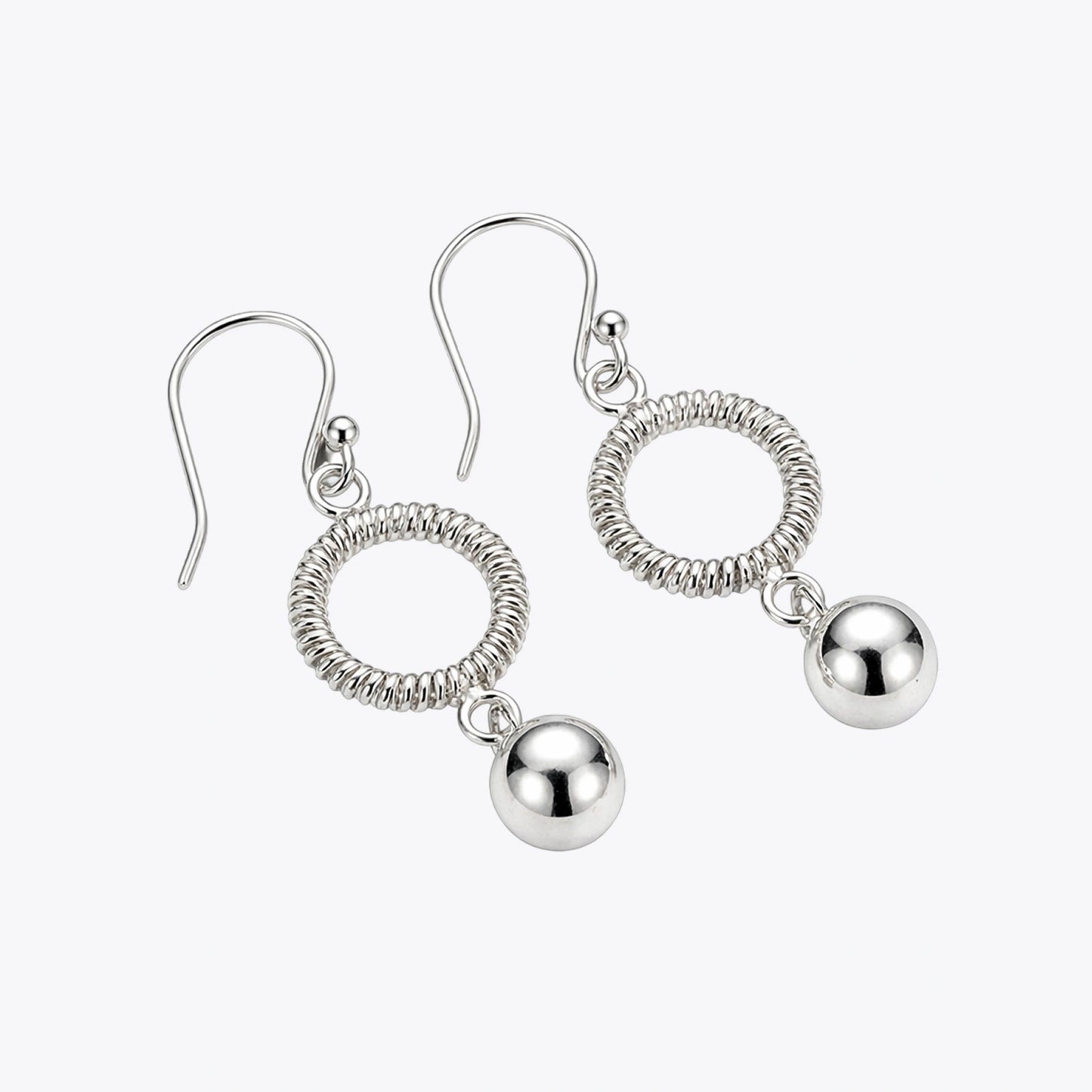 Silver Textured Circle Drop Earrings image 2