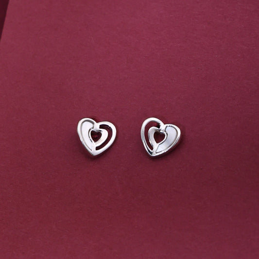 Silver Mother of Pearl Heart Stud Earrings image 0