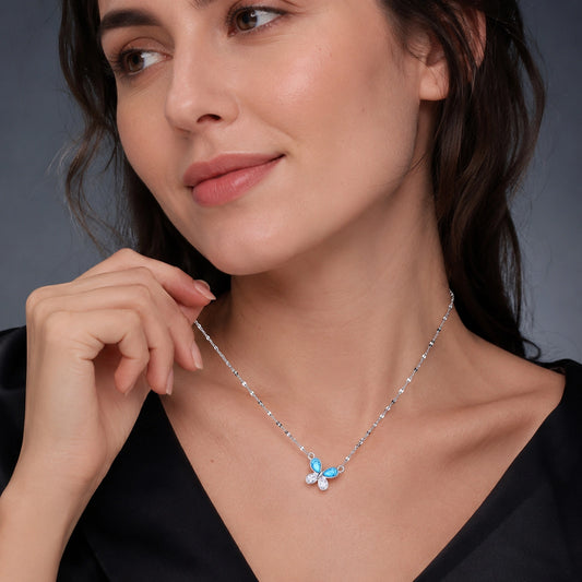 The Alencia Urban Turquoise Papillon Silver Necklace image 1