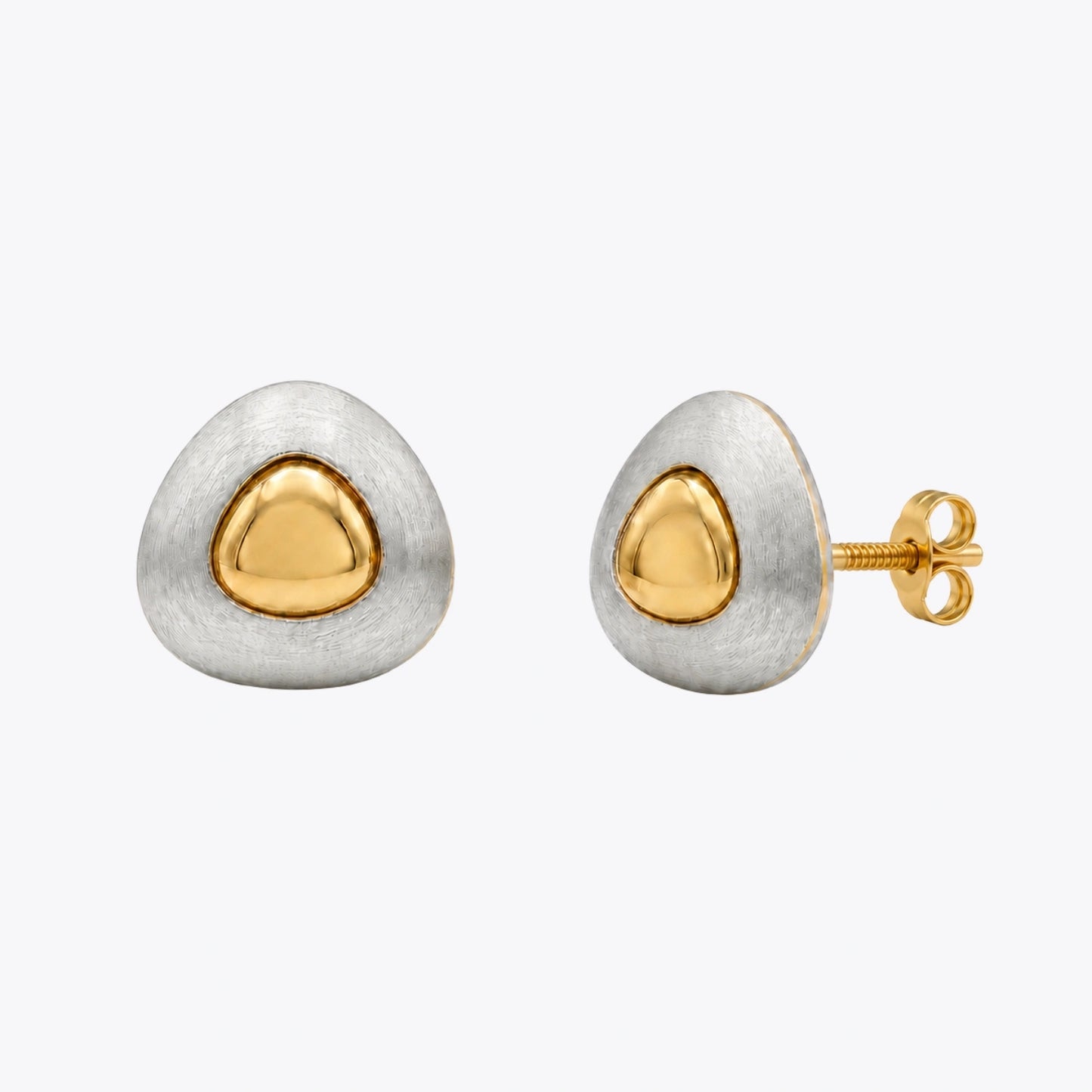 Dual-Tone Pebble Stud Earrings image 2