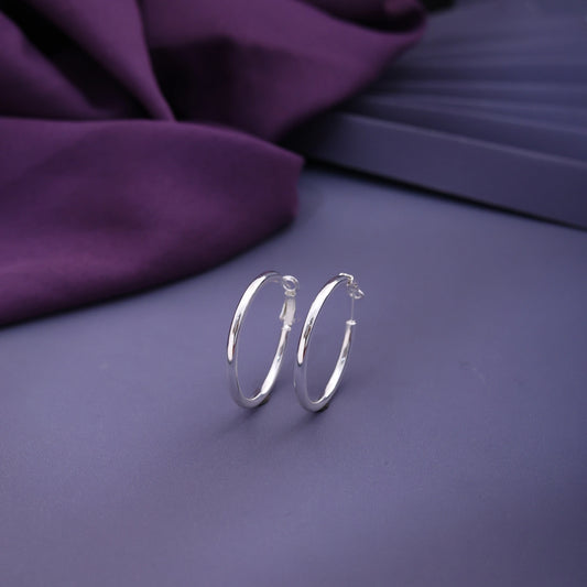 Classic Round Silver Hoop Earrings image 0