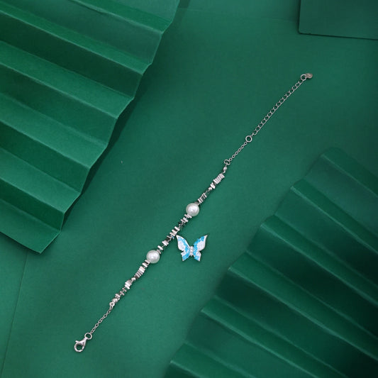 Iridescent Butterfly & Pearl Bracelet image 0