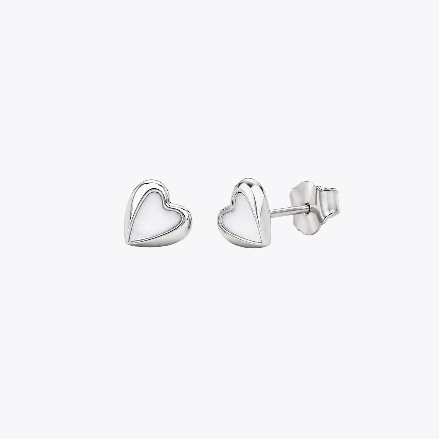 Silver Heart Mother-of-Pearl Stud Earrings image 2
