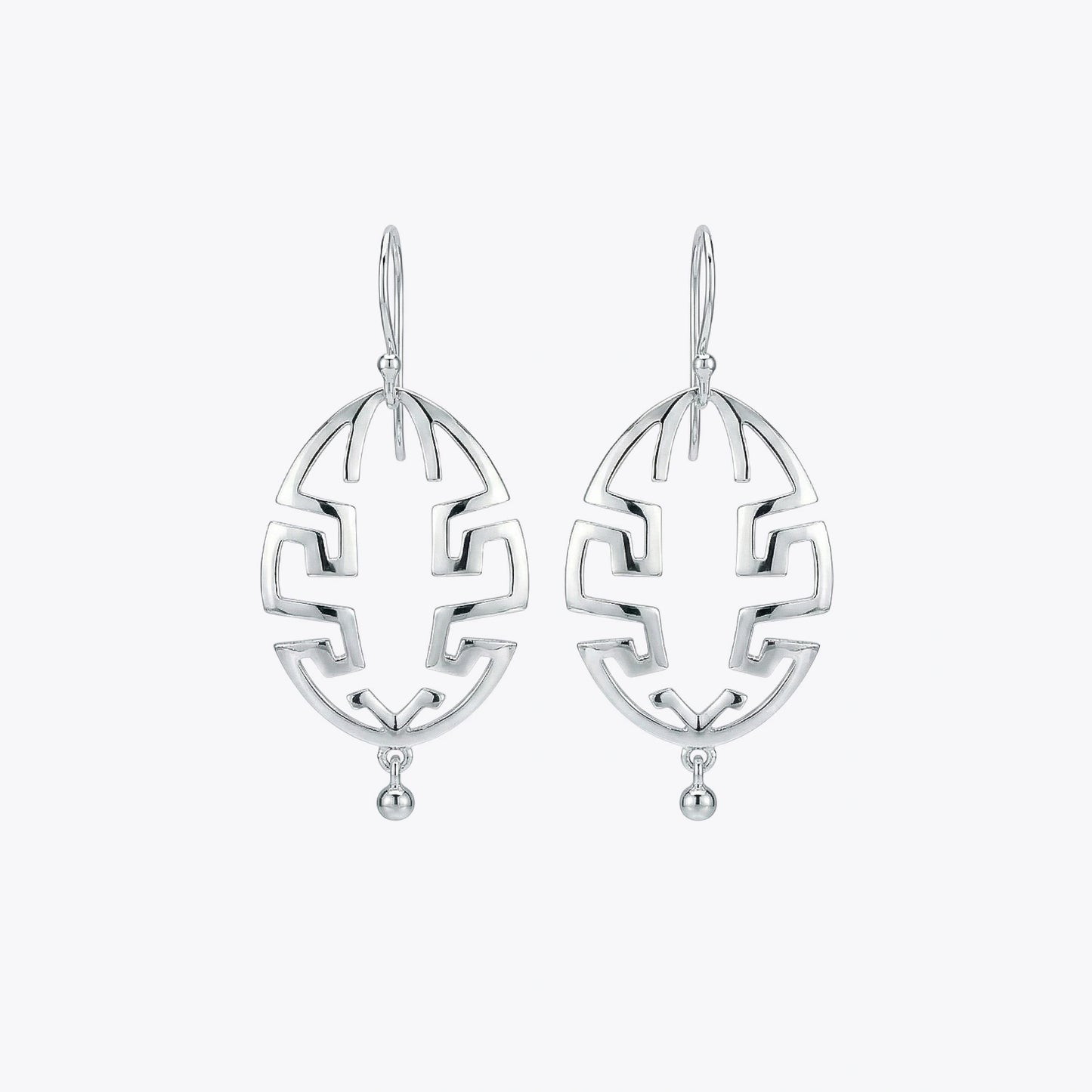 Silver Geometric Maze Drop Earrings image 2