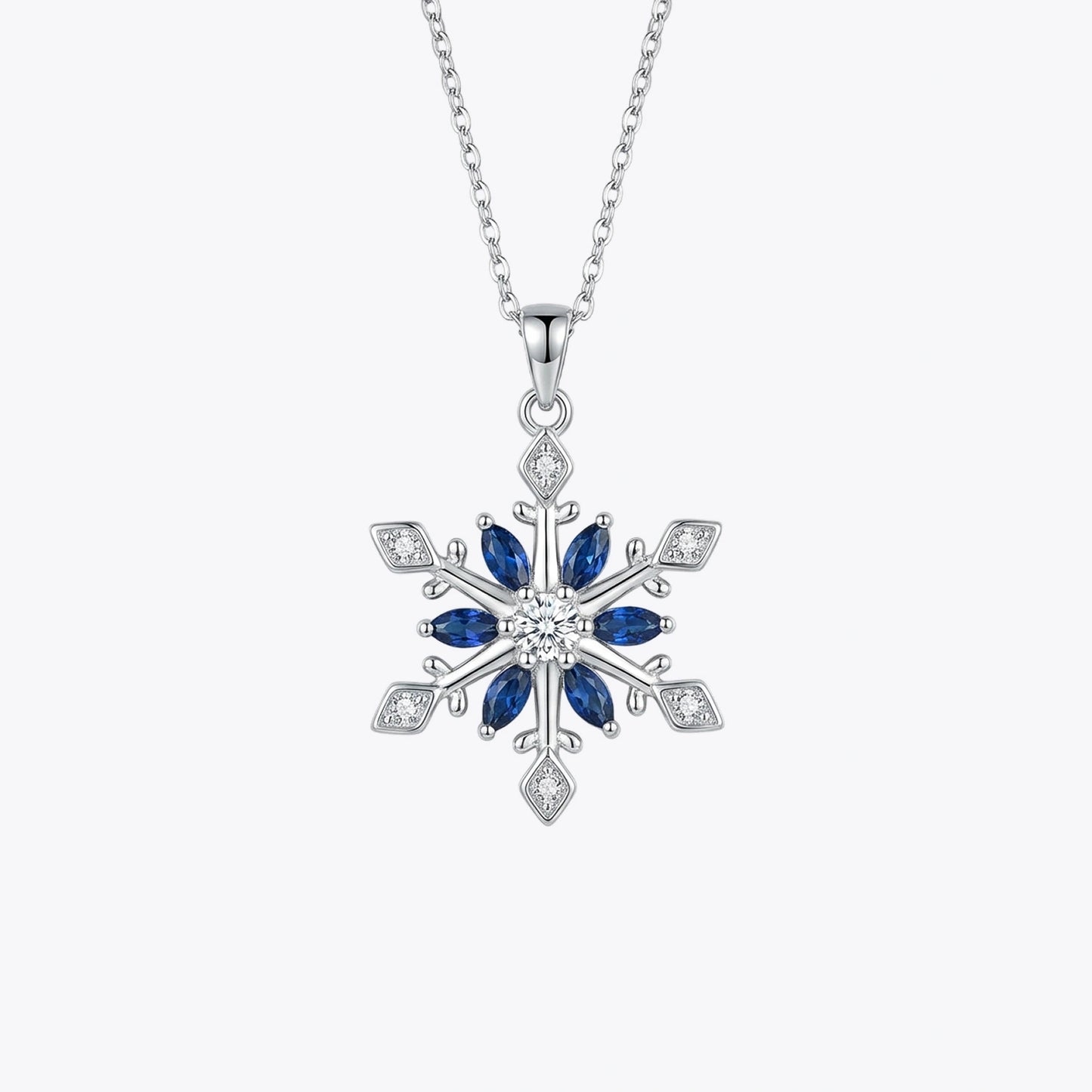 Blue Snowflake Silver Pendant Necklace image 2