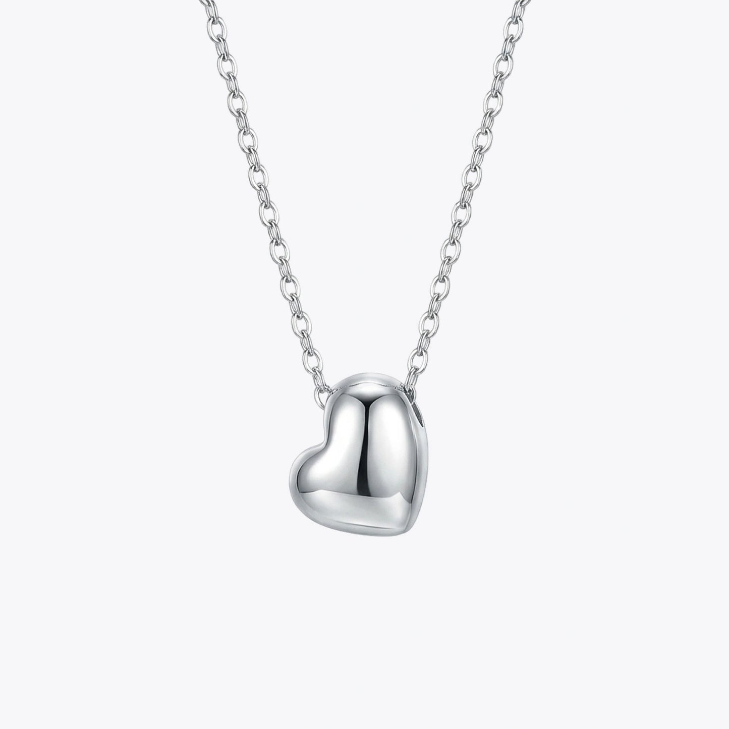 Silver Puffy Heart Pendant Necklace image 2