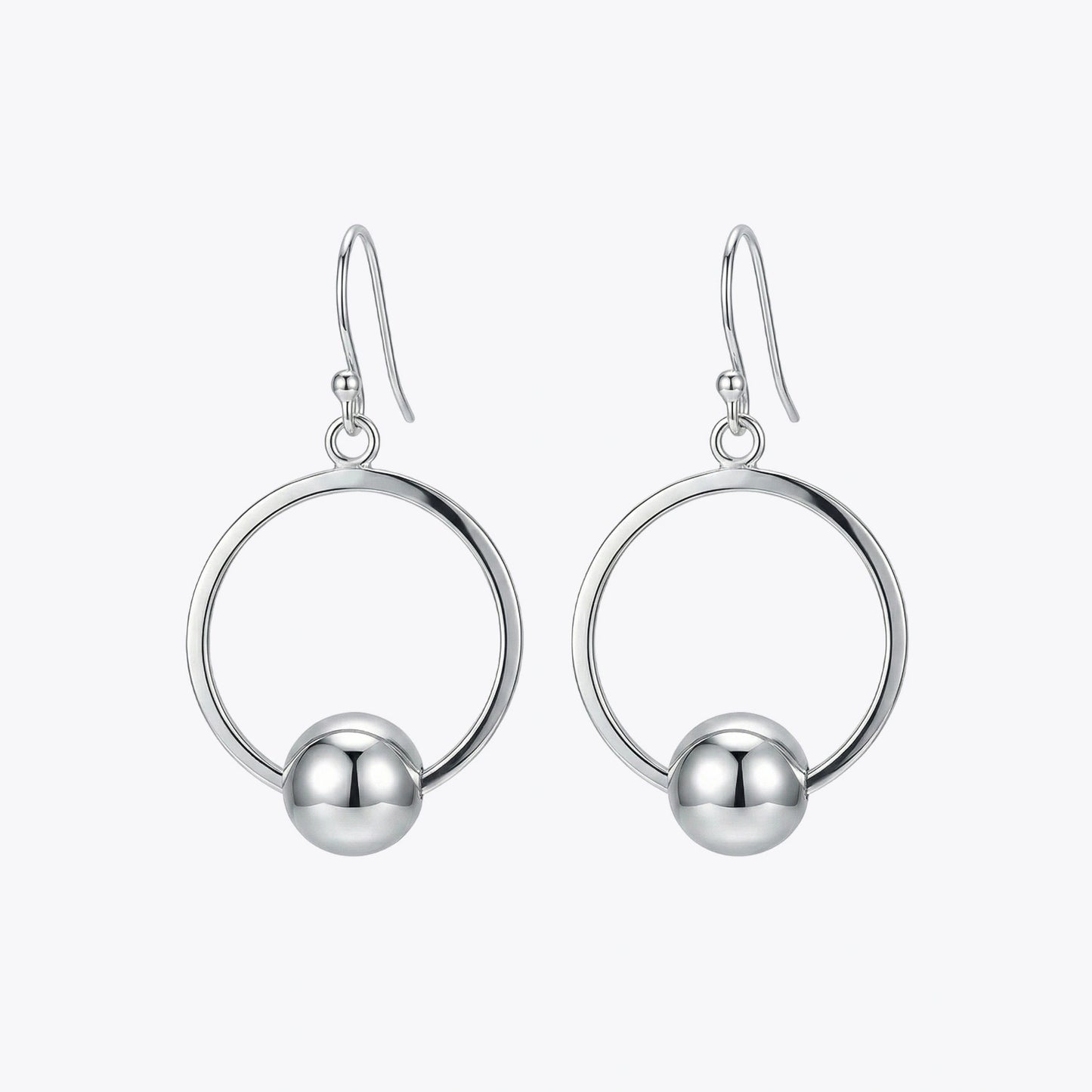 Silver Orbit Ball Drop Earrings image 2