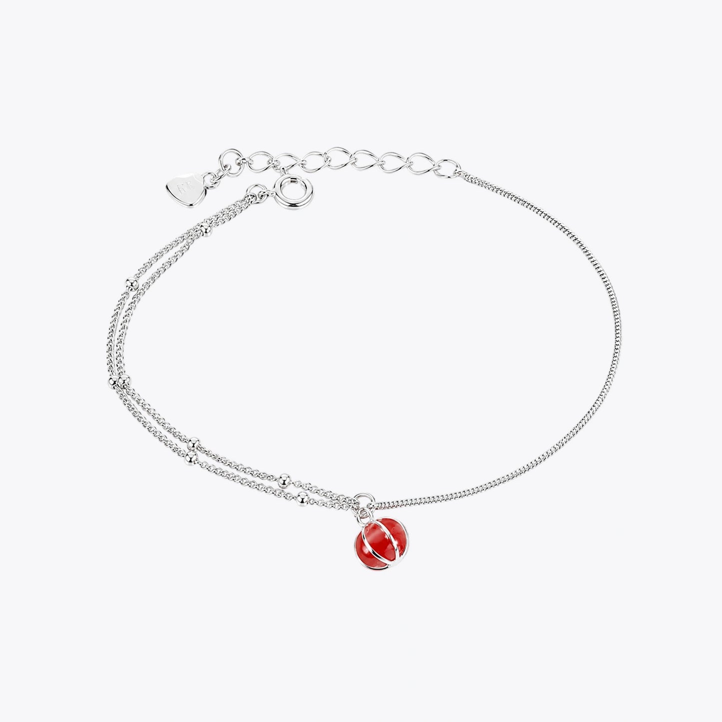 Silver Red Bead Charm Bracelet image 2