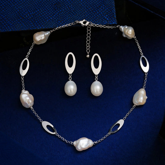 Ethereal Baroque Pearl & Silver Set image 0