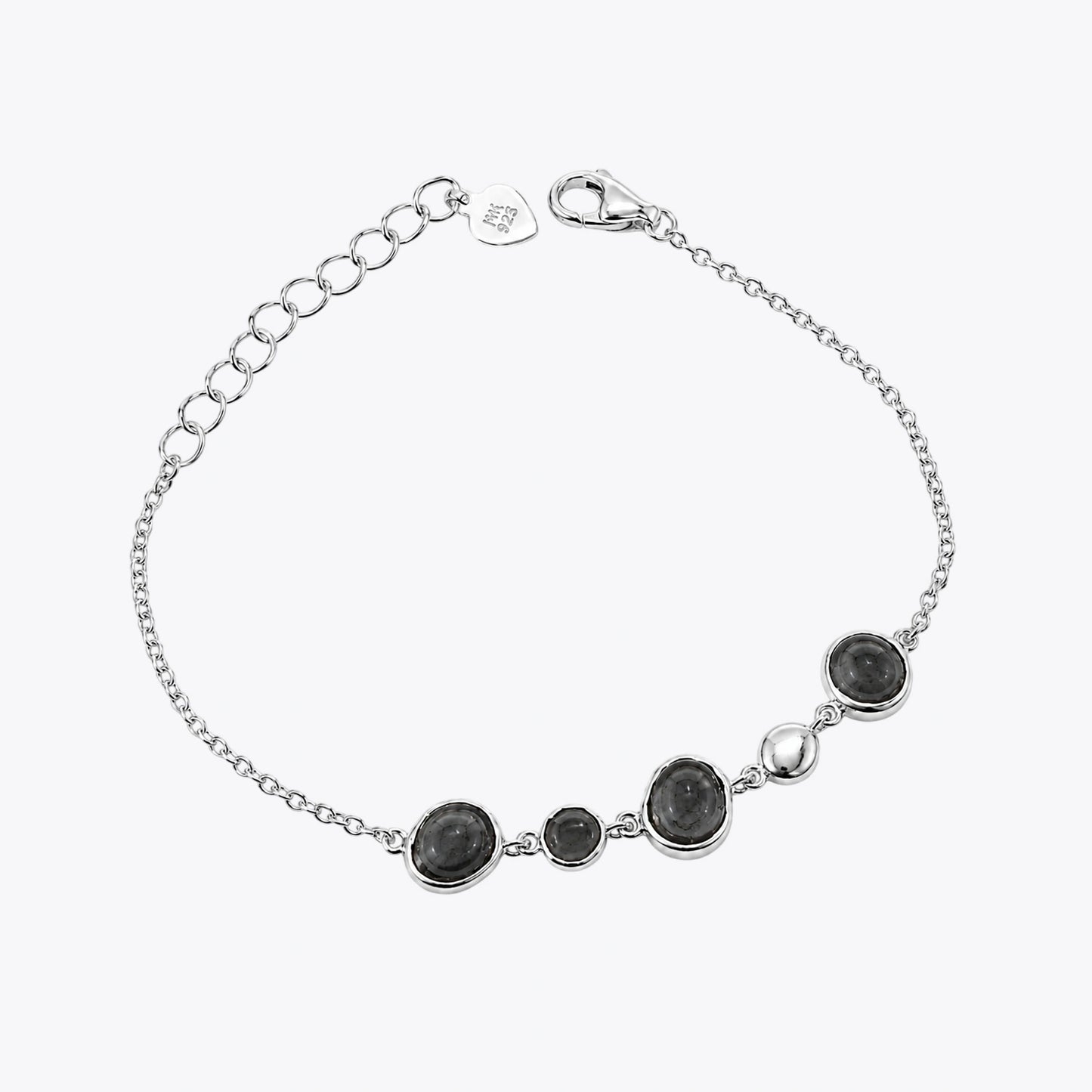 Black Stone 925 Silver Chain Bracelet image 2