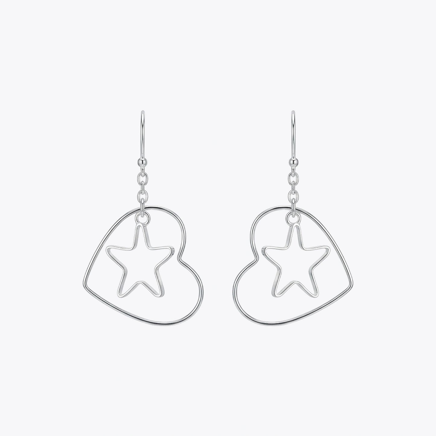 Silver Heart & Star Dangle Earrings image 2