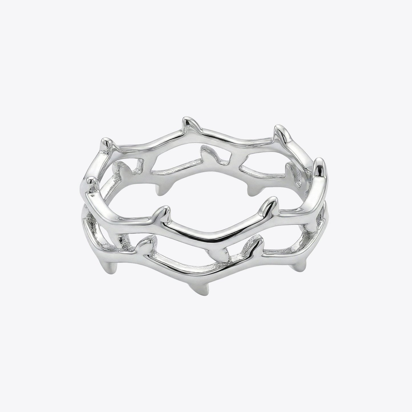 Silver Thorn Crown Open Ring image 2