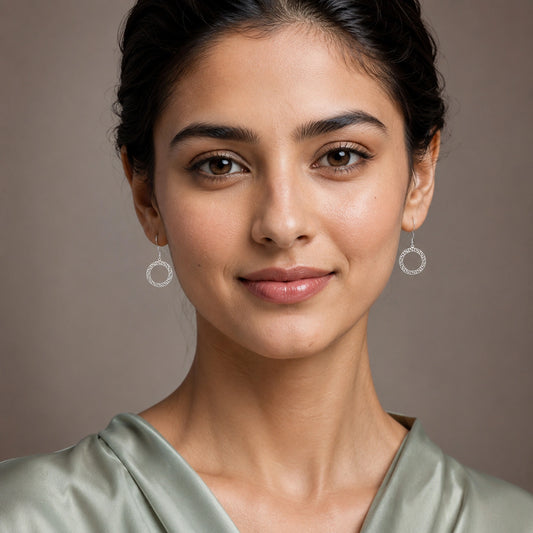 Greek Halo Silver Hoop Earrings image 1