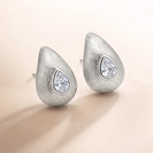 Silver Dewdrop Crystal Stud Earrings image 0