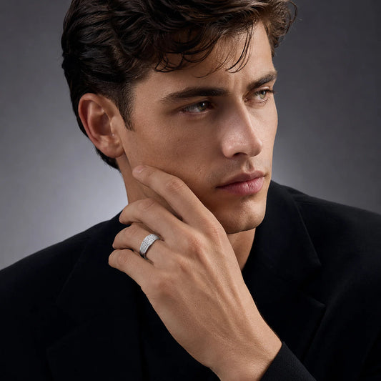 The Alencia Urban Multi-Grooved Solitaire Silver Ring image 1
