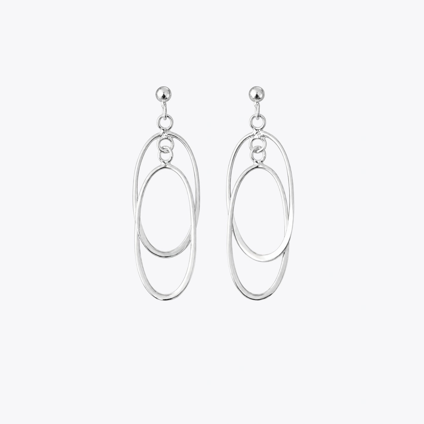 Silver Oval Orbit Drop Earrings image 2