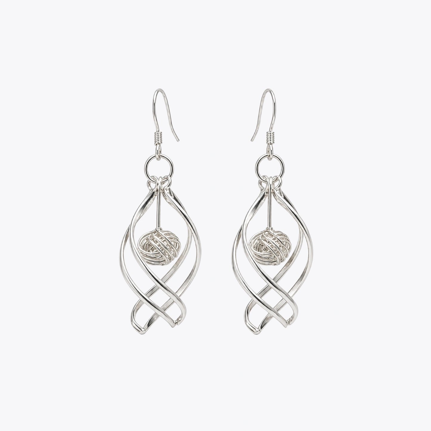 Silver Swirl Ball Drop Earrings image 2