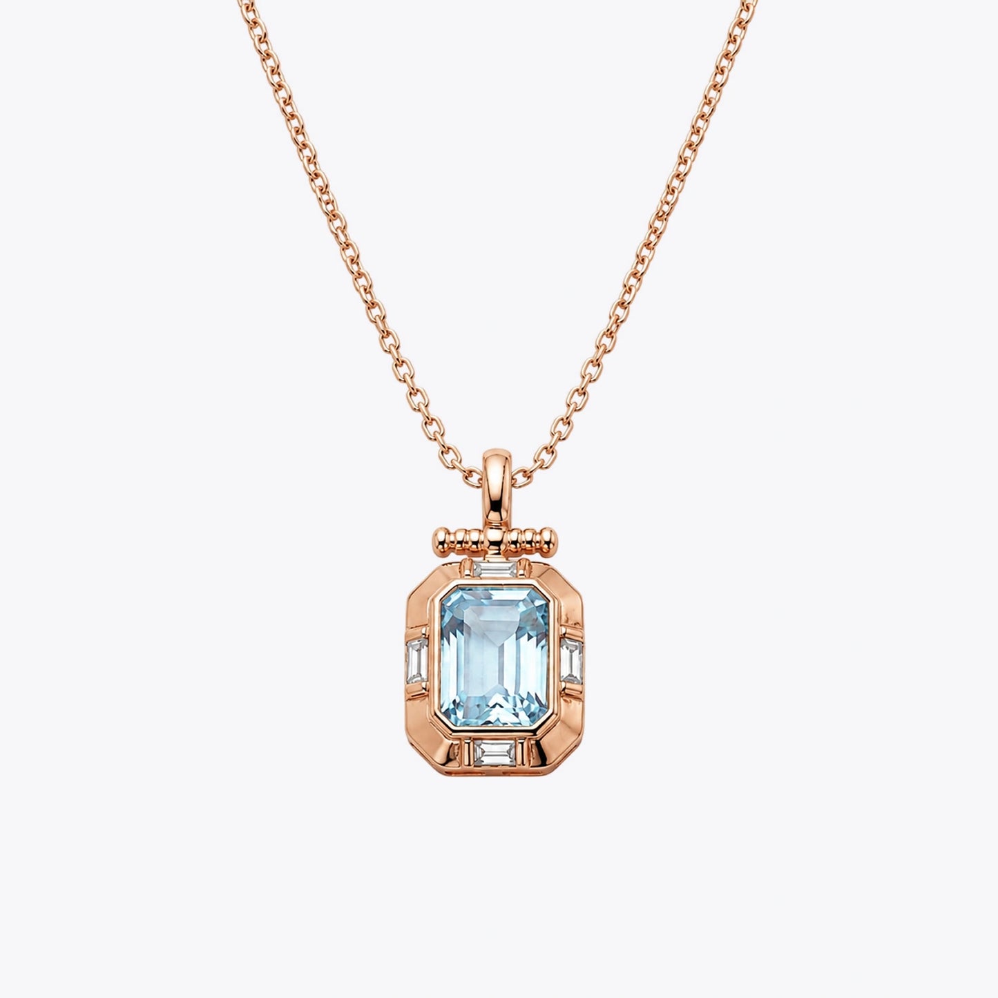 Aqua Elegance Rose Gold Pendant Necklace image 2