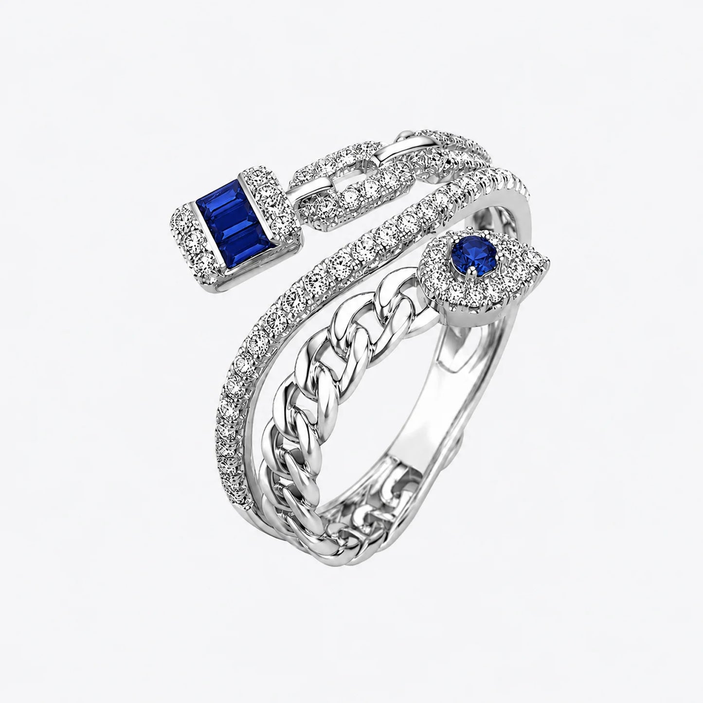 The Alencia Royal Sovereign Sapphire & Diamond Bypass Wrap Ring image 2