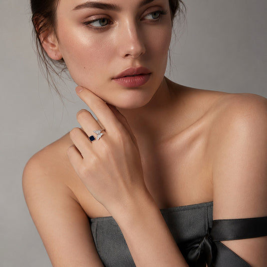 Royal Blue Butterfly Statement Ring