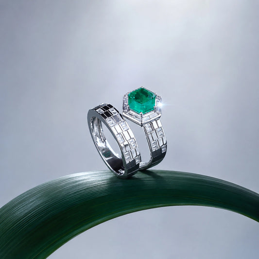 Emerald Luxe Hexagon Statement Ring