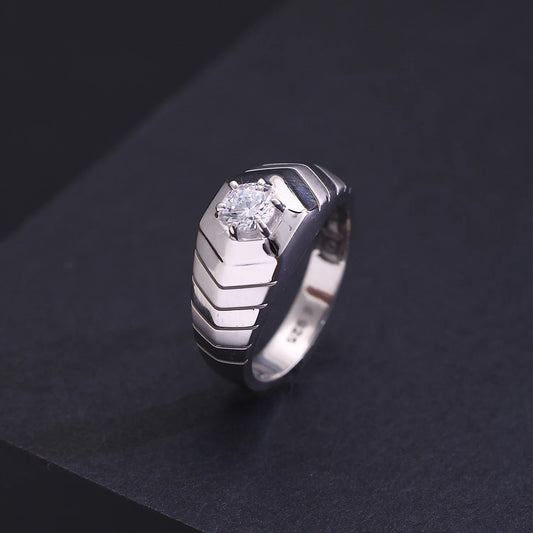 The Alencia Urban Chevron Solitaire Silver Ring image 0