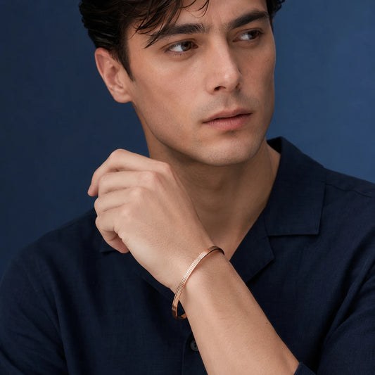The Alencia Urban Grooved Rose Gold Bangle image 1