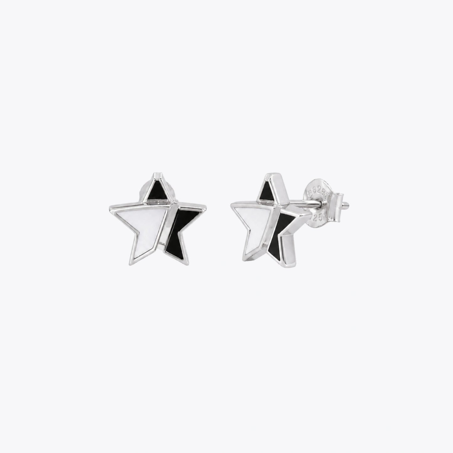 Black & White Star Stud Earrings image 2