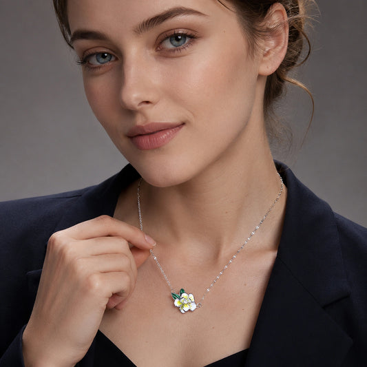 The Alencia Urban Blossom Enamel Station Necklace image 1