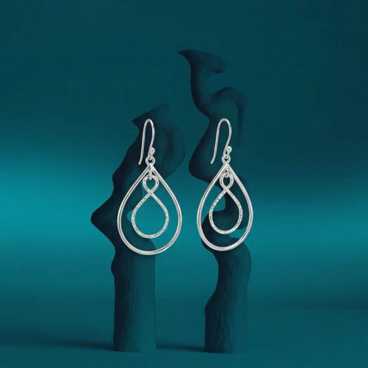 Silver Infinity Teardrop Dangler Earrings image 0