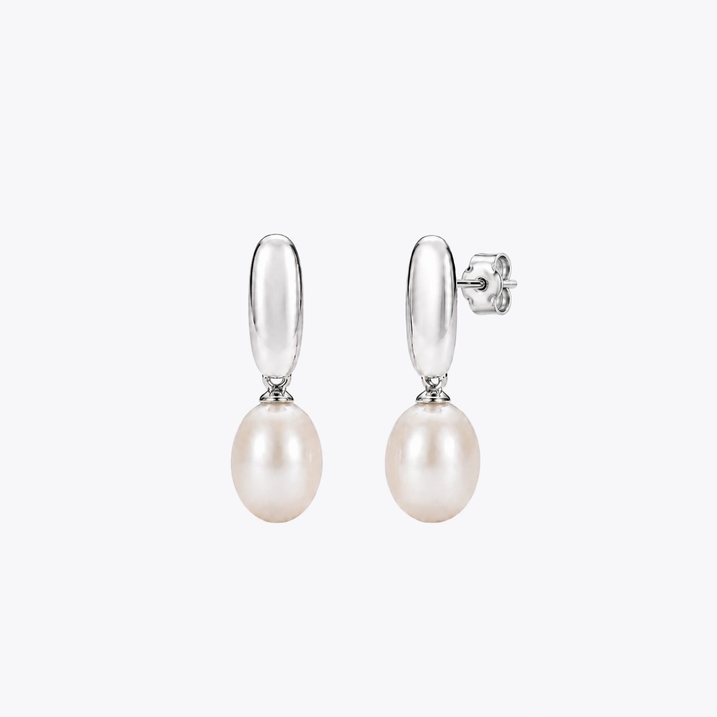 Oval Pearl Drop Earrings image 2