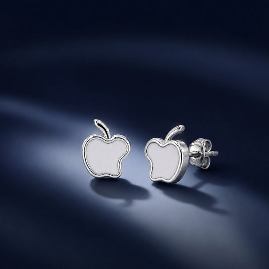 Apple Charm Silver Stud Earrings image 0