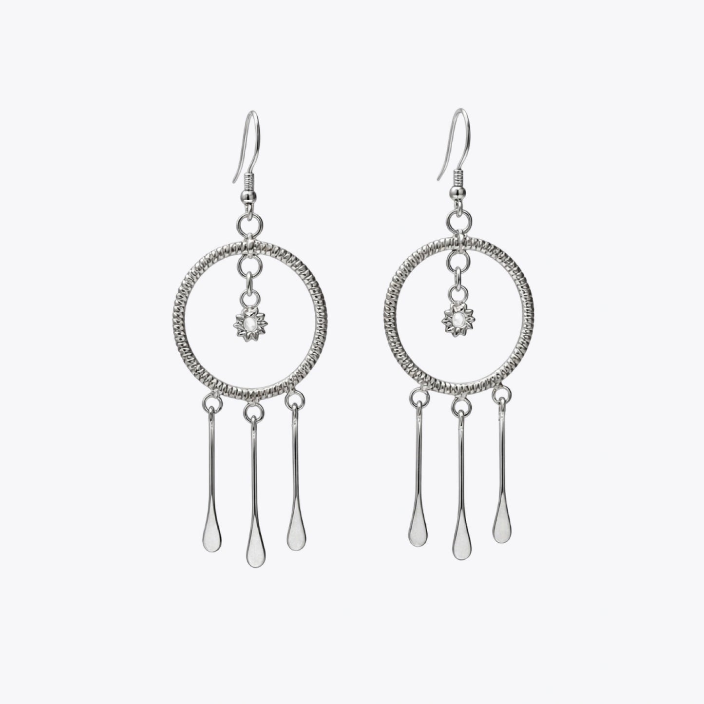 Silver Luna Circle Drop Earrings image 2