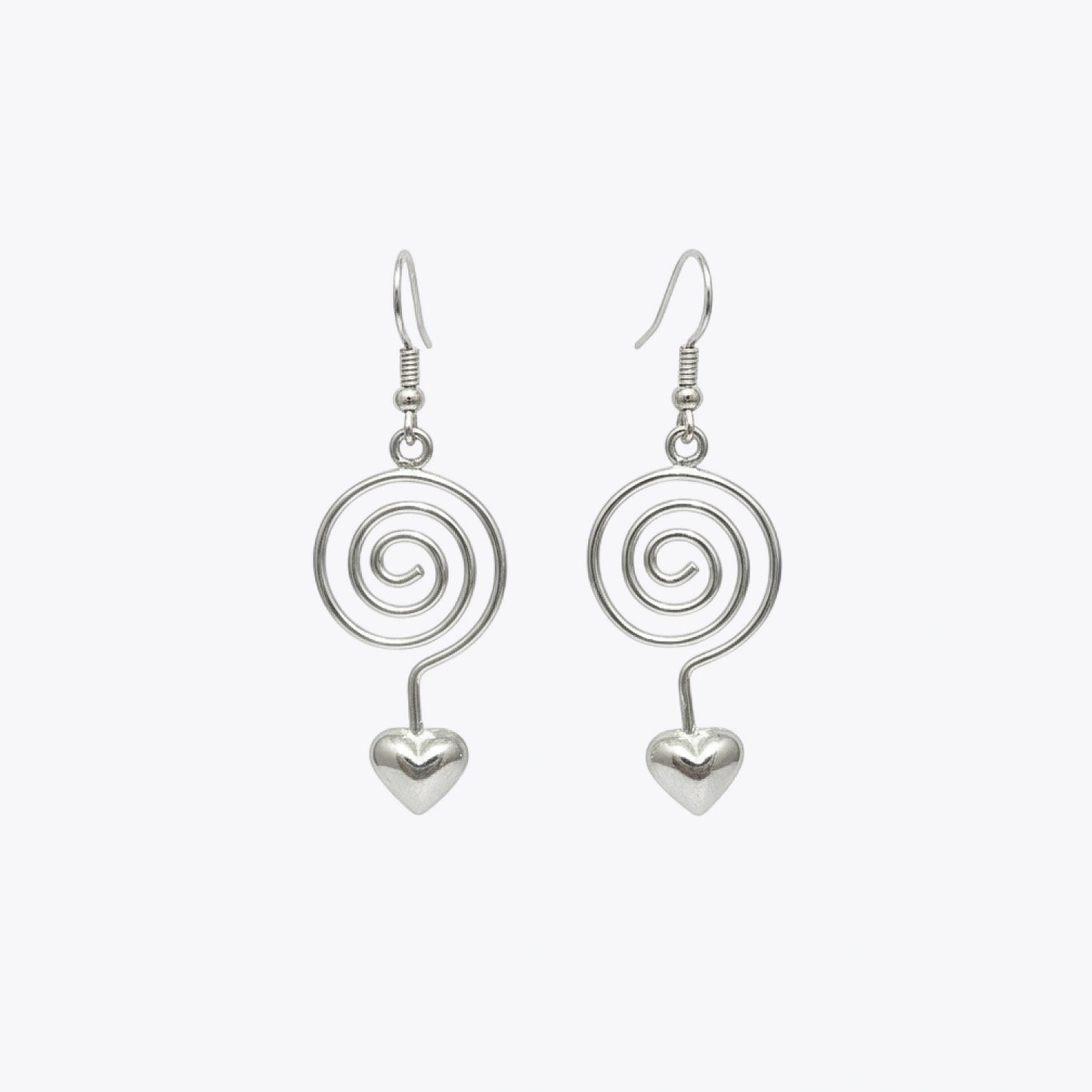 Silver Spiral Heart Drop Earrings image 2