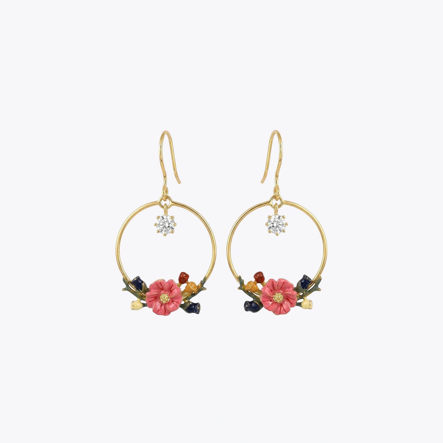 Floral Hoop Drop Earrings image 2
