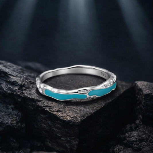 Aqua Wave Silver Ring image 0