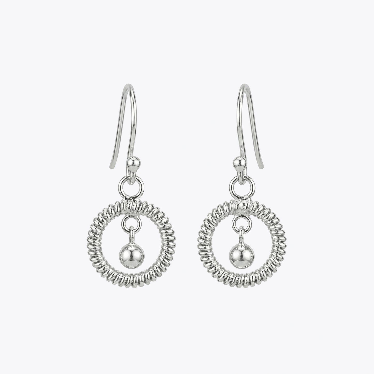Silver Ripple Circle Drop Earrings image 2