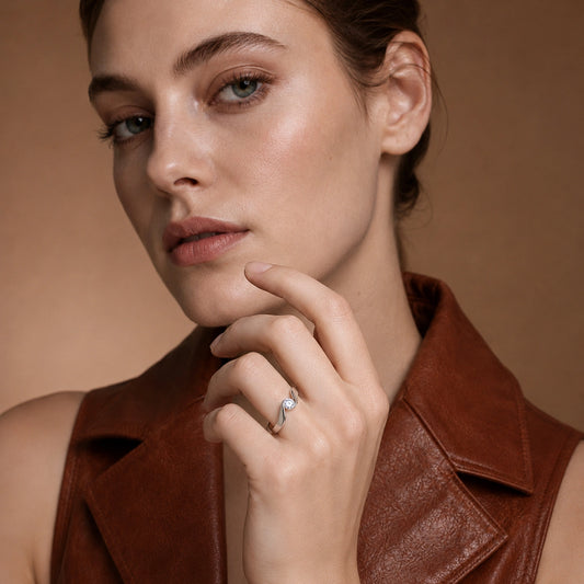 The Alencia Urban Serenade Peak Bypass Solitaire Ring image 1