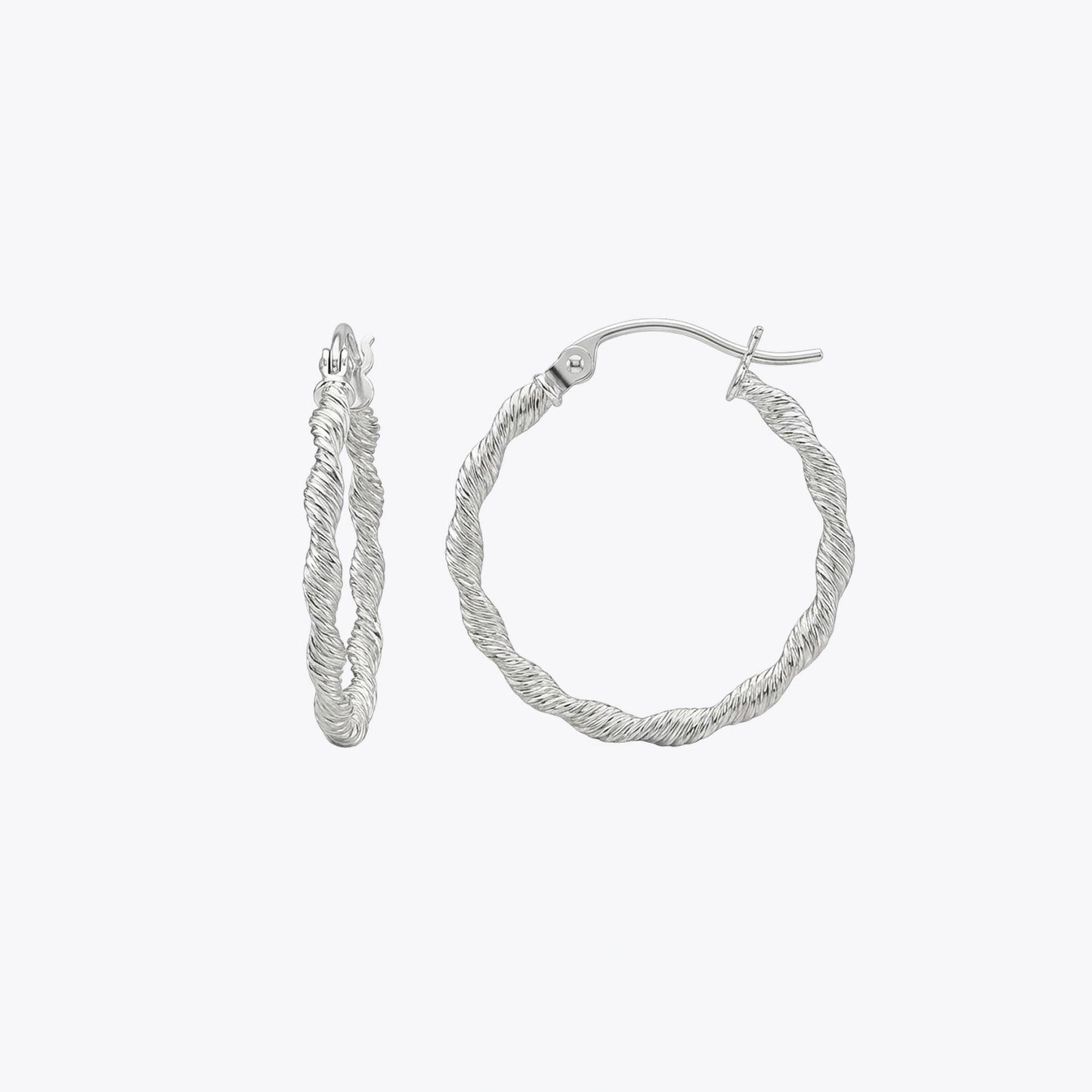 Twisted Rope Silver Hoop Earrings image 2