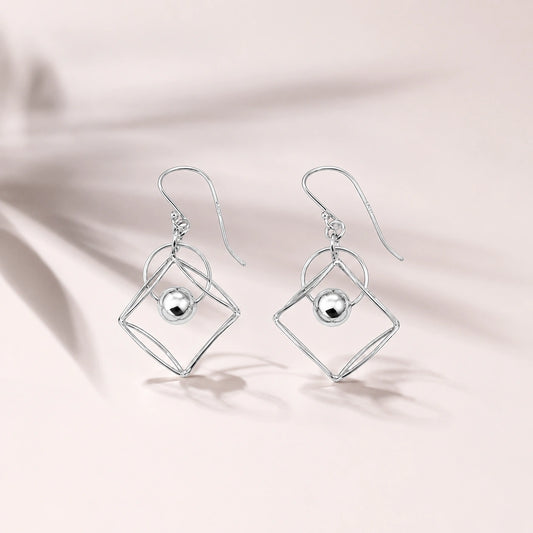 Sterling Silver Geometric Ball Drop Earrings image 0