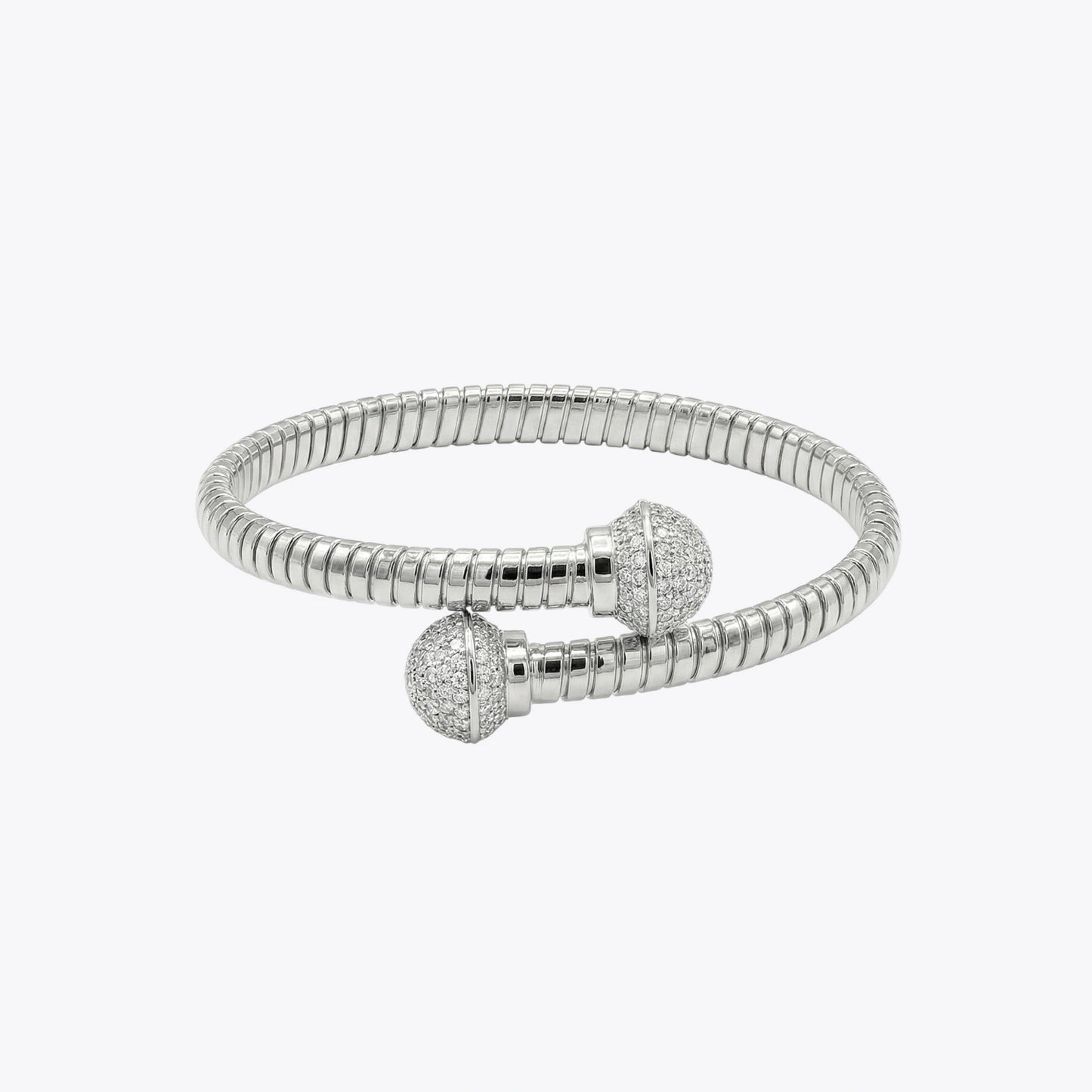 Silver Radiance Pavé Ball Cuff Bracelet image 2