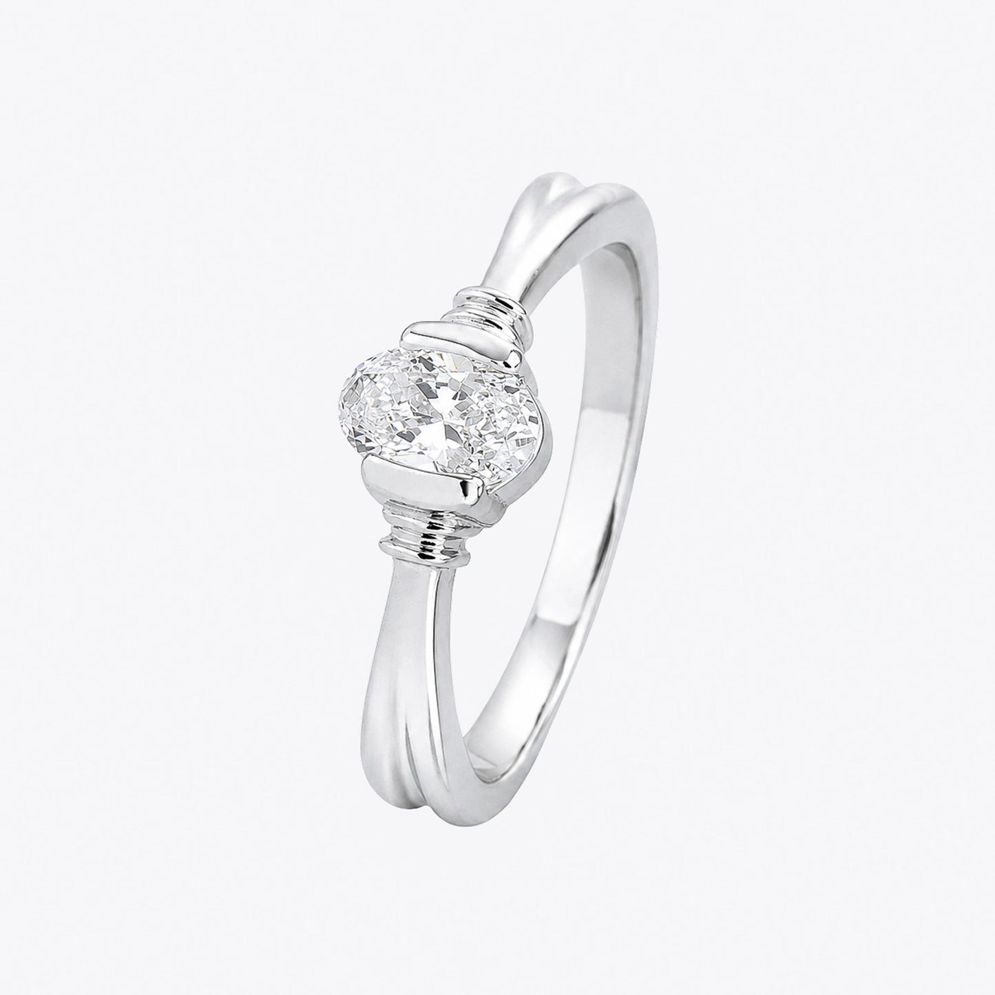 The Alencia Urban Serenade Fluted Oval Solitaire Ring image 2