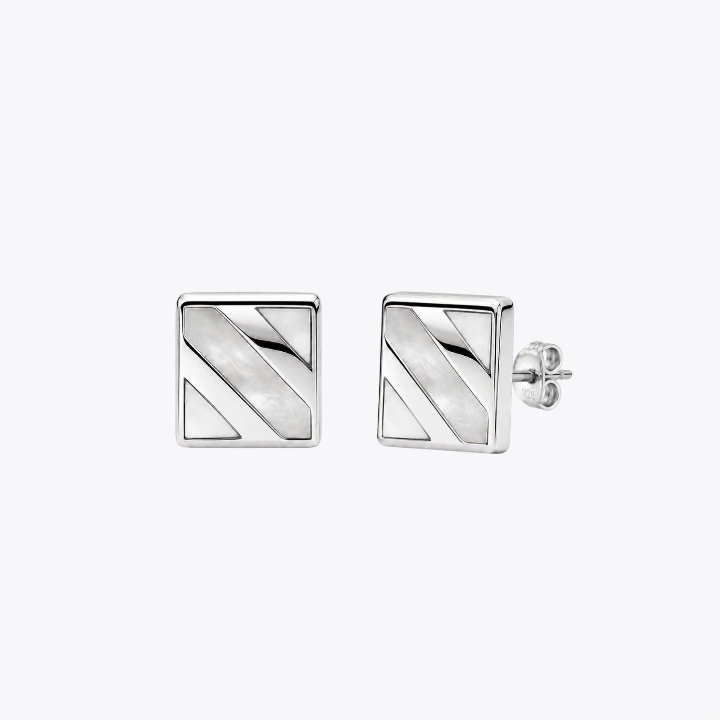 Geometric Silver Square Stud Earrings image 2