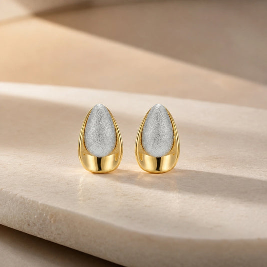 Two-Tone Teardrop Stud Earrings image 0